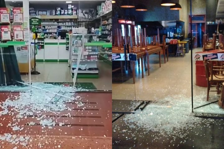 Foto: Durante os furtos, as vidraças foram quebradas. (Foto: Fala Povo, Midiamax